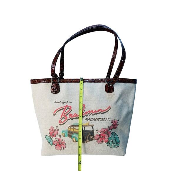 NWT Brahmin Brooke Pecan Pipa Greeting Massachusetts Large Tote Woody New w/ Tag - Picture 7 of 16